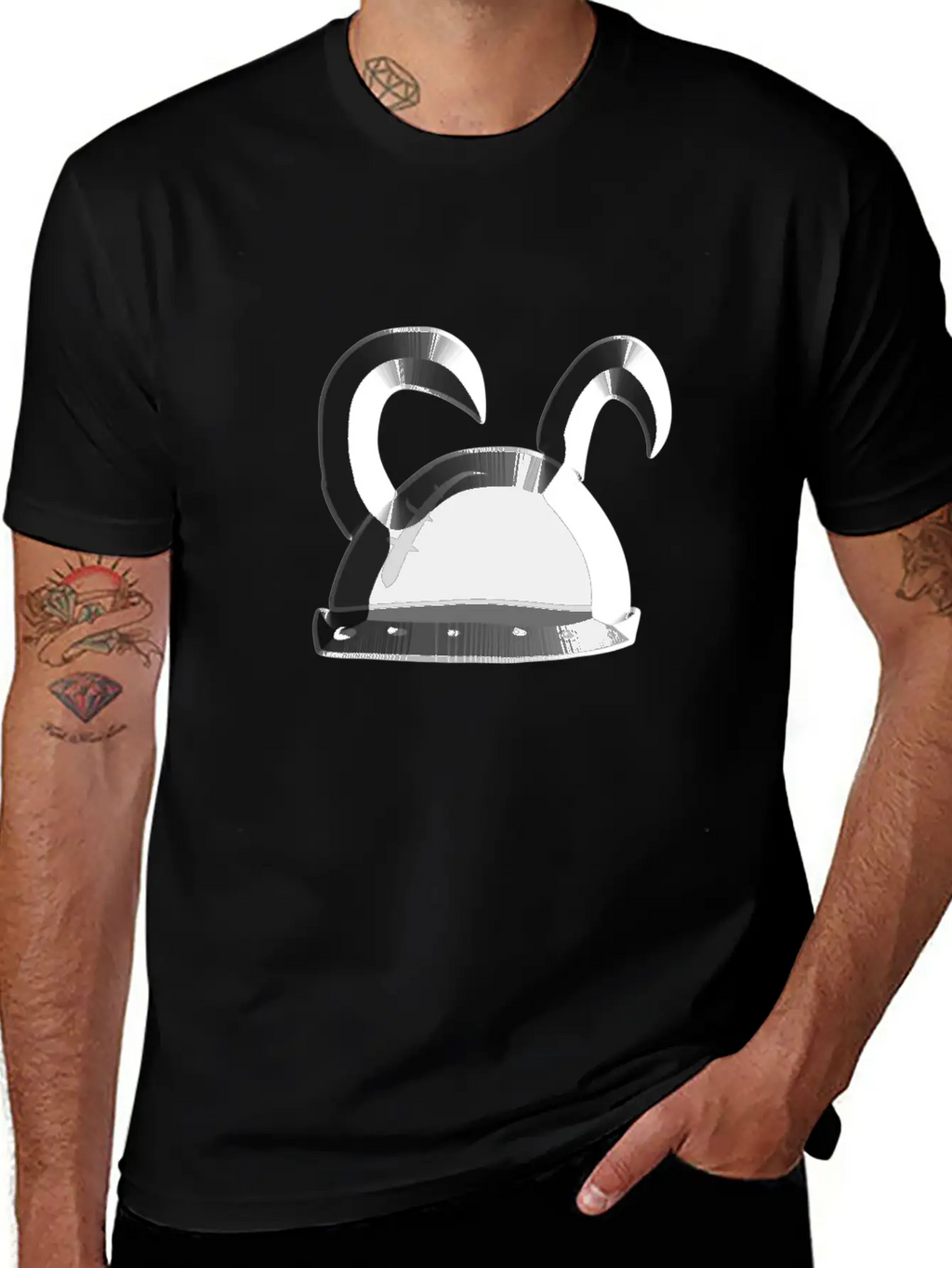 Helmet Metallic Icon Hat Knight Basic Graphic T-Shirt – Daily Comfort In Soft Cotton