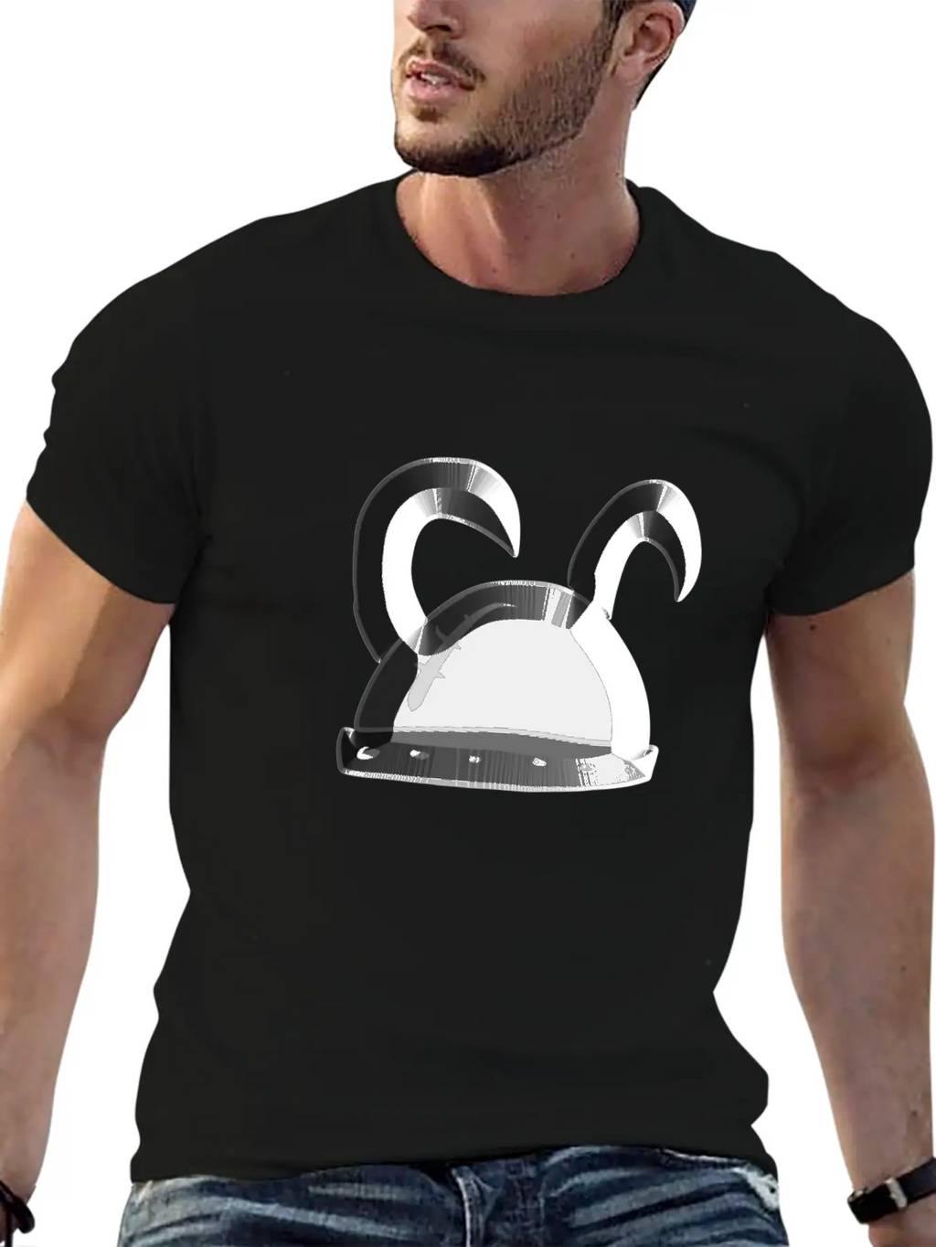 Helmet Metallic Icon Hat Knight Basic Graphic T-Shirt – Daily Comfort In Soft Cotton