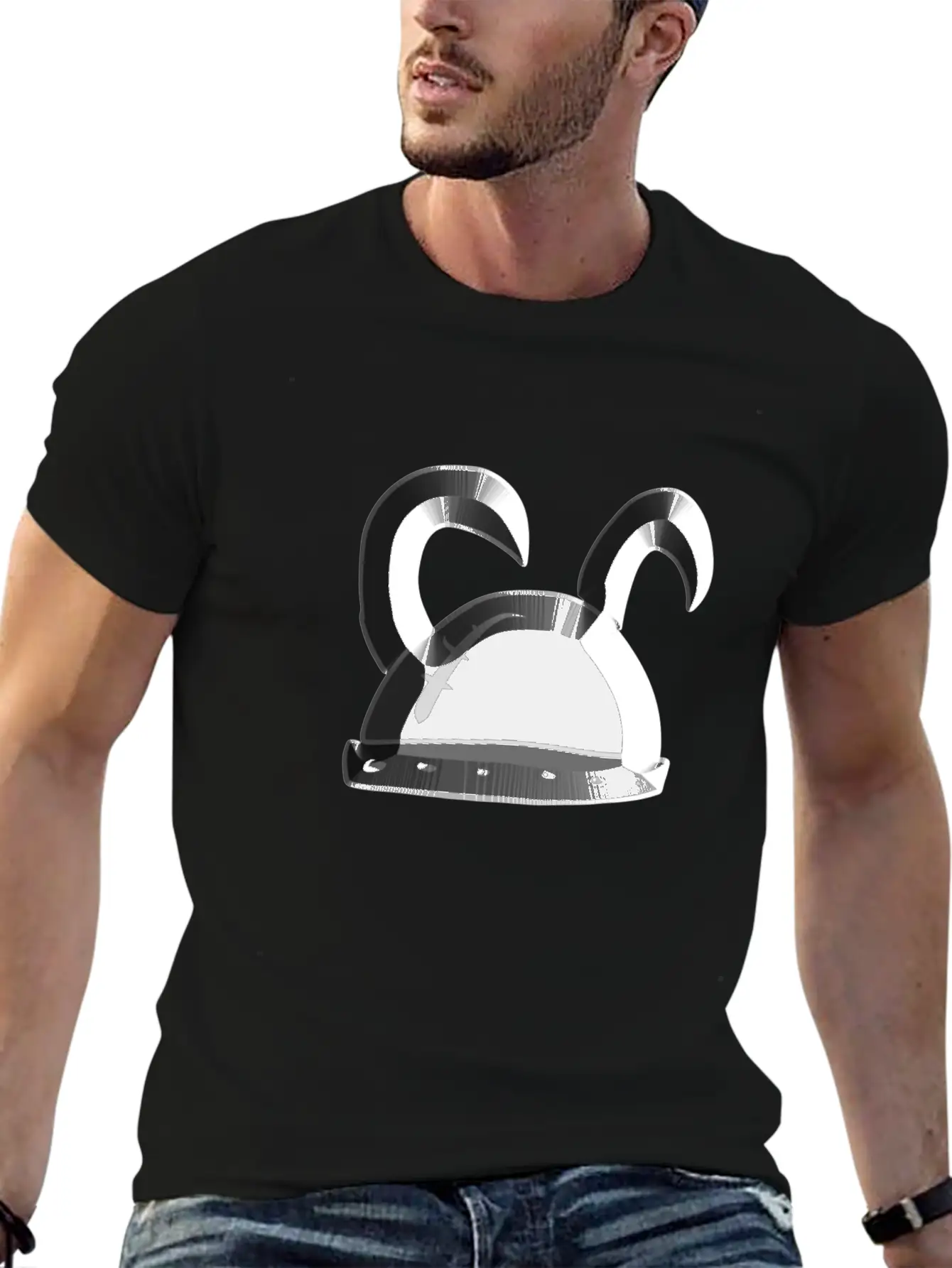 Helmet Metallic Icon Hat Knight Basic Graphic T-Shirt – Daily Comfort In Soft Cotton