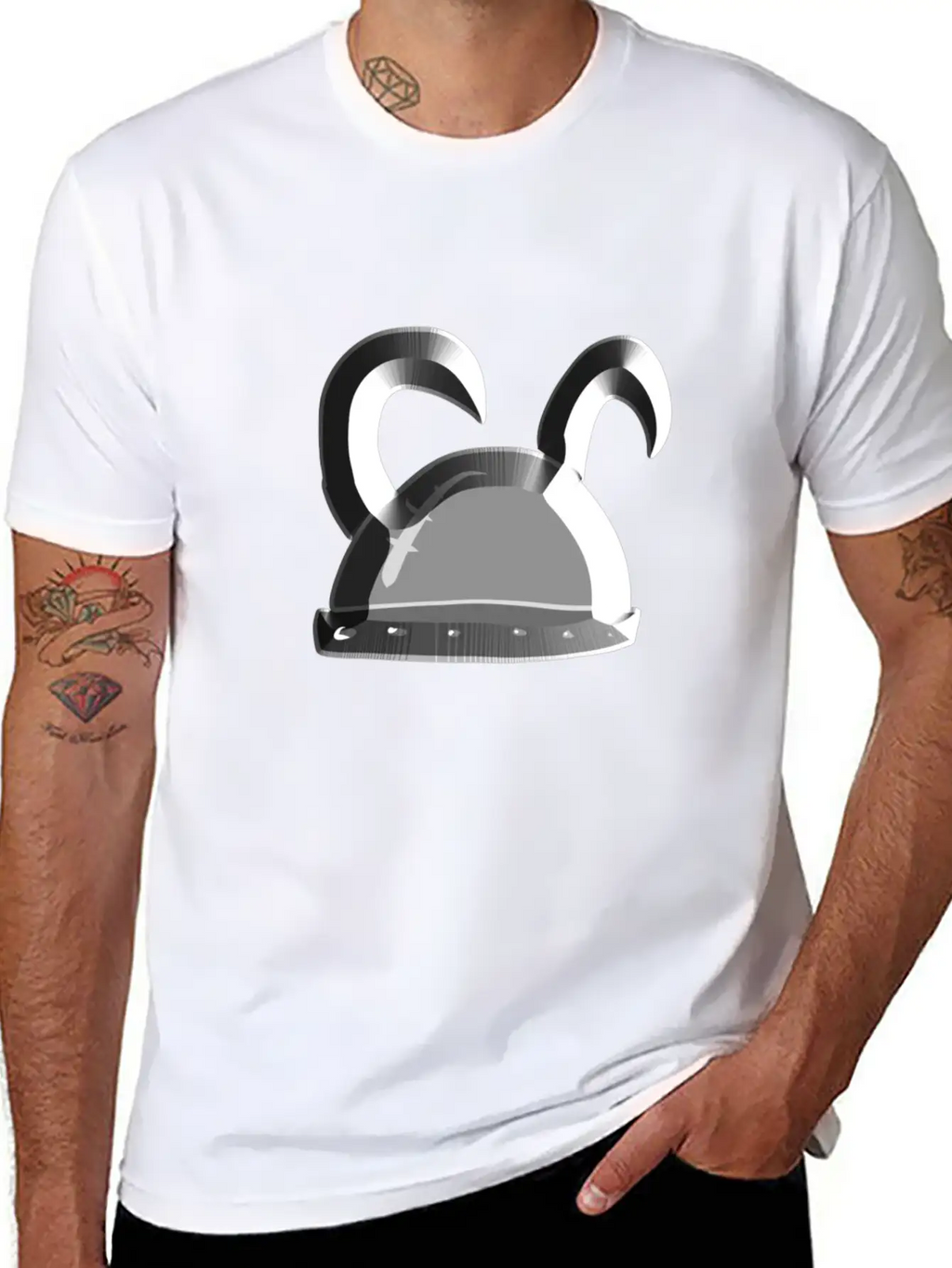 Helmet Metallic Icon Hat Knight Basic Graphic T-Shirt – Daily Comfort In Soft Cotton