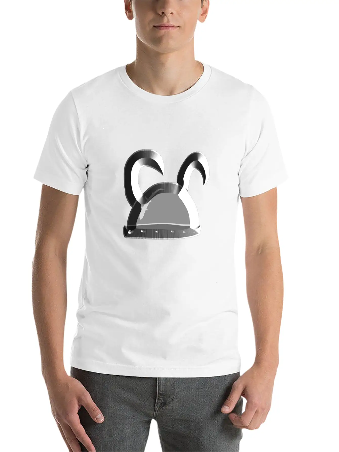 Helmet Metallic Icon Hat Knight Basic Graphic T-Shirt – Daily Comfort In Soft Cotton