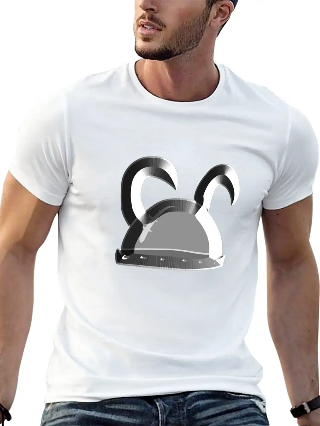 Helmet Metallic Icon Hat Knight Basic Graphic T-Shirt – Daily Comfort In Soft Cotton