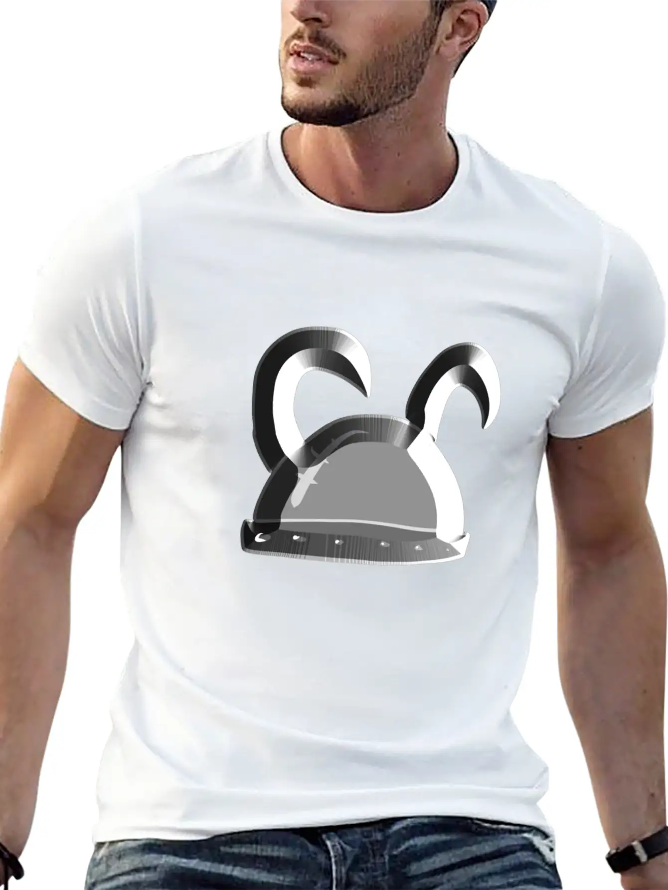 Helmet Metallic Icon Hat Knight Basic Graphic T-Shirt – Daily Comfort In Soft Cotton