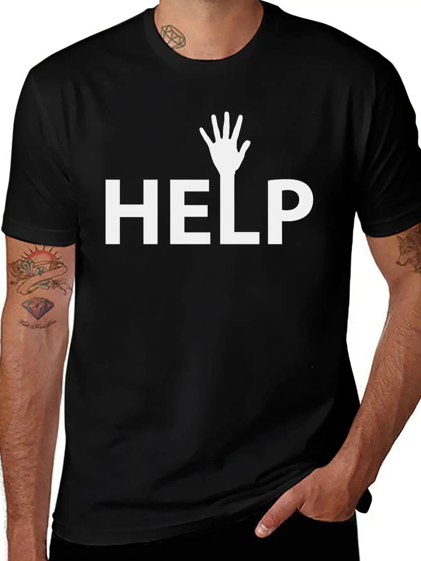 Help Typography Basic Graphic T-Shirt – Daily Comfort In Soft Cotton