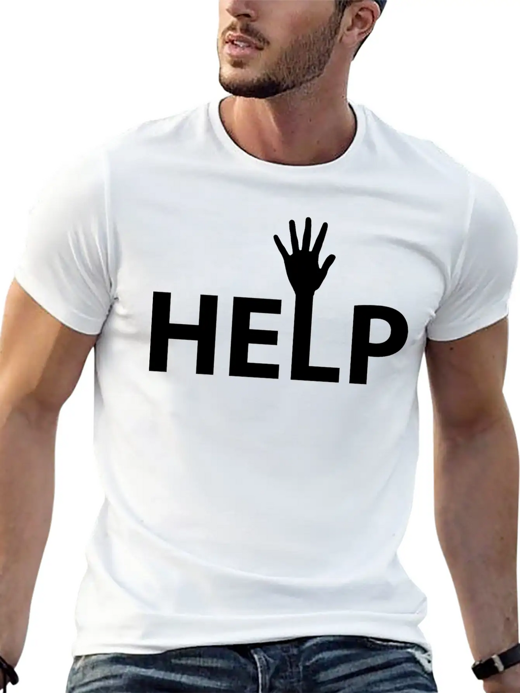 Help Typography Basic Graphic T-Shirt – Daily Comfort In Soft Cotton