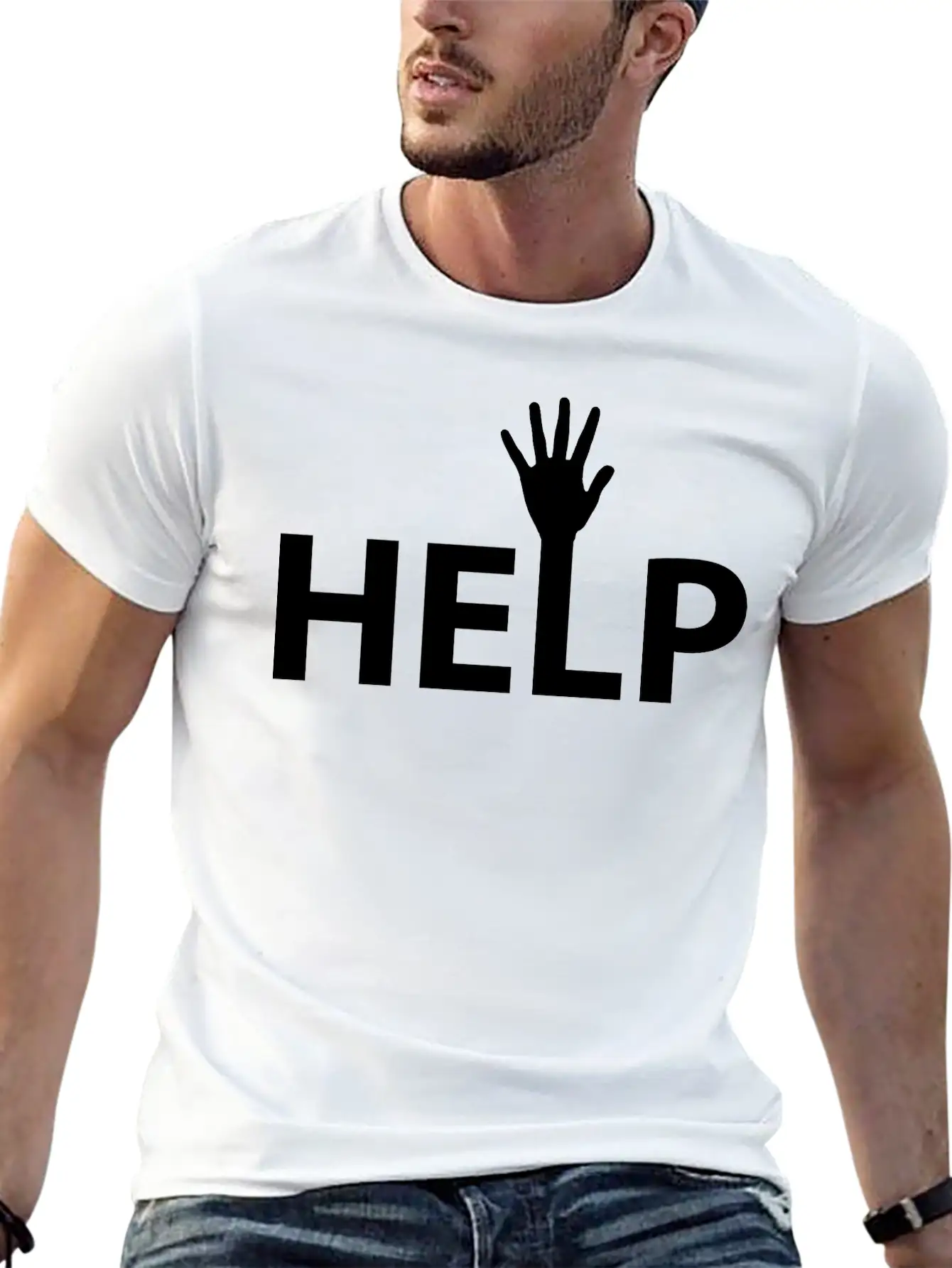 Help Typography Basic Graphic T-Shirt – Daily Comfort In Soft Cotton