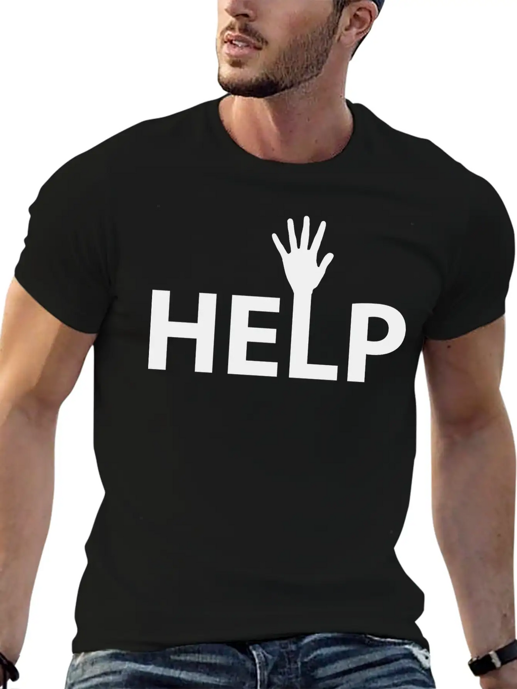Help Typography Basic Graphic T-Shirt – Daily Comfort In Soft Cotton