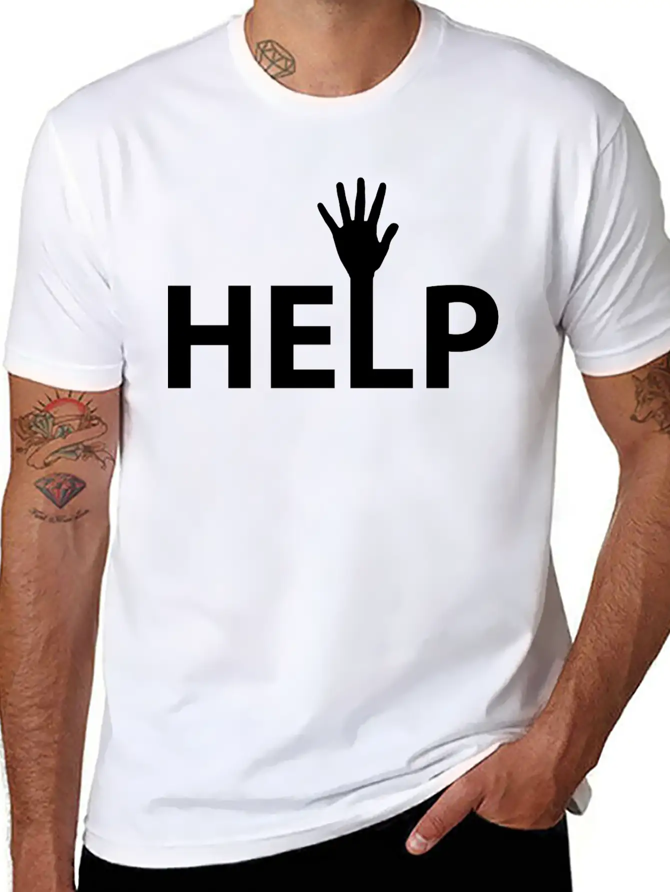 Help Typography Basic Graphic T-Shirt – Daily Comfort In Soft Cotton