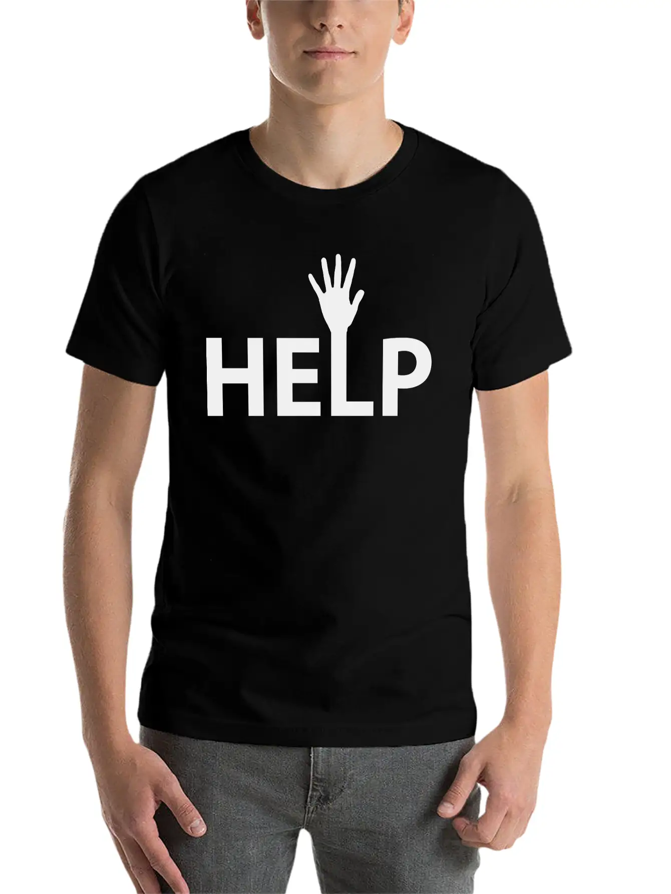 Help Typography Basic Graphic T-Shirt – Daily Comfort In Soft Cotton