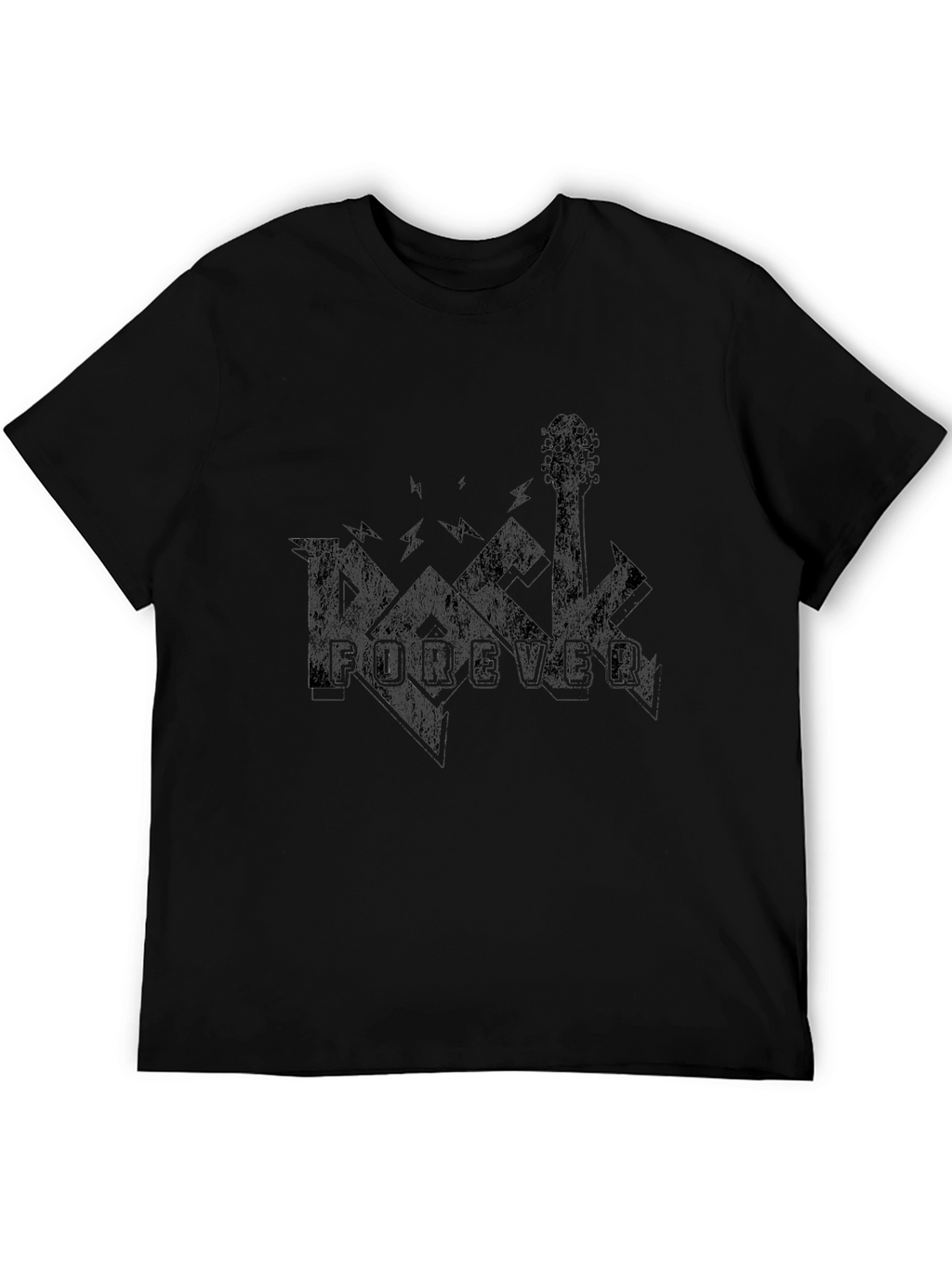 Rock Forever Graphic Print Black T-Shirt