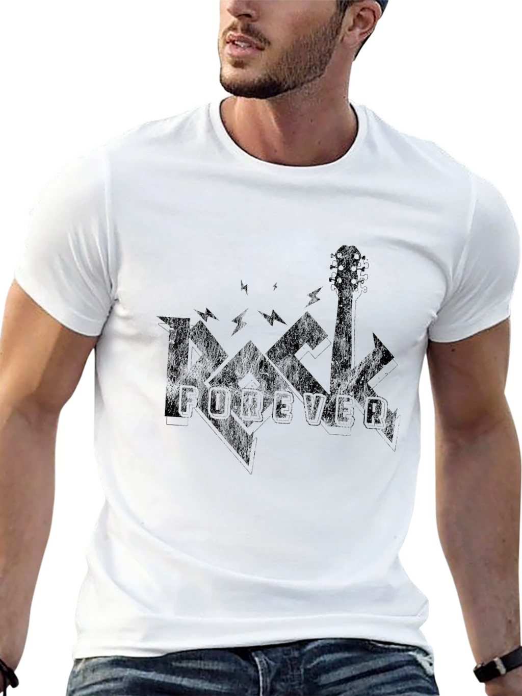 Rock Forever Graphic Print Black T-Shirt