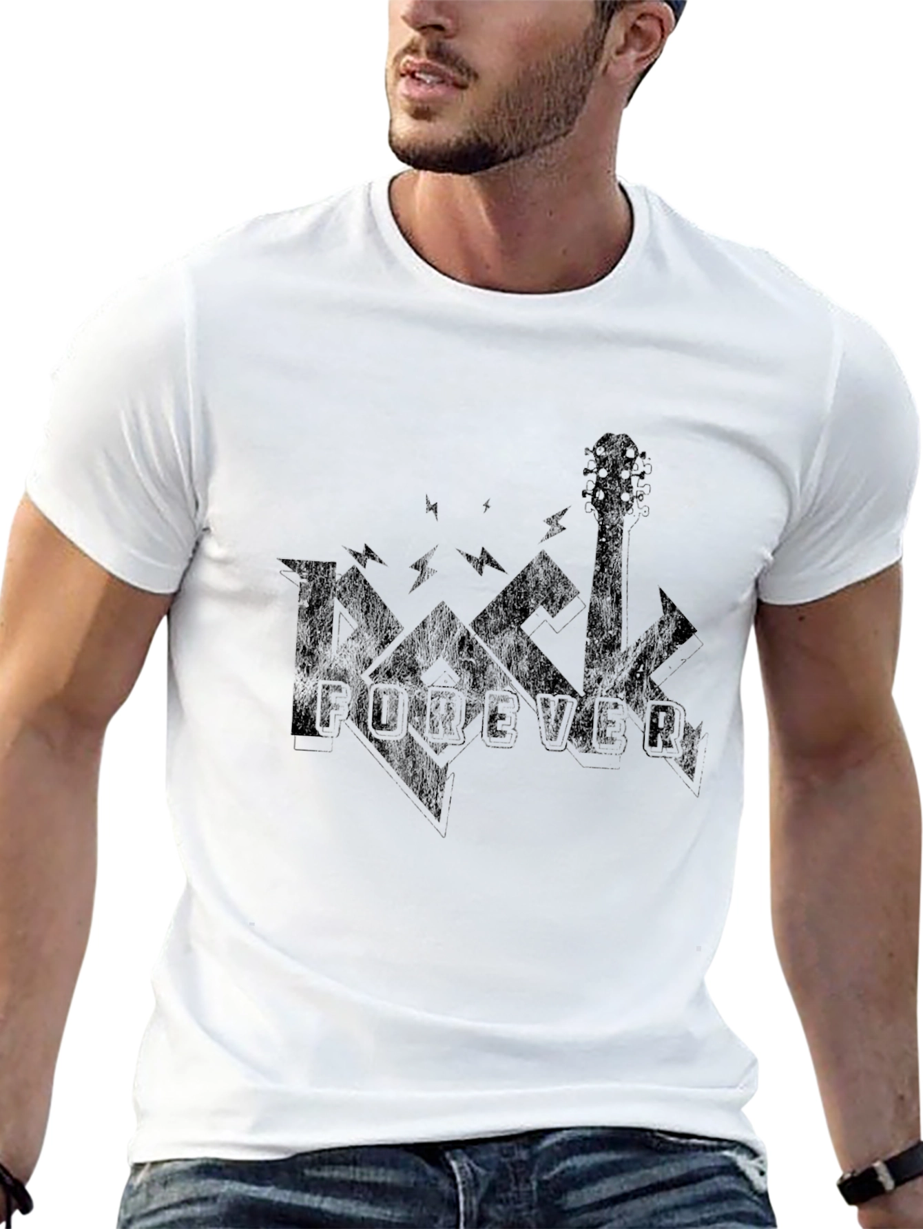 Rock Forever Graphic Print Black T-Shirt