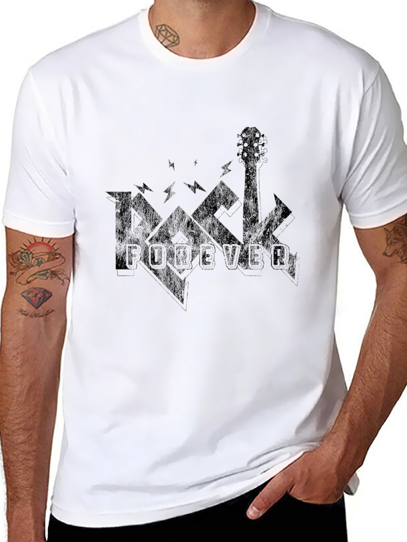 Rock Forever Graphic Print Black T-Shirt
