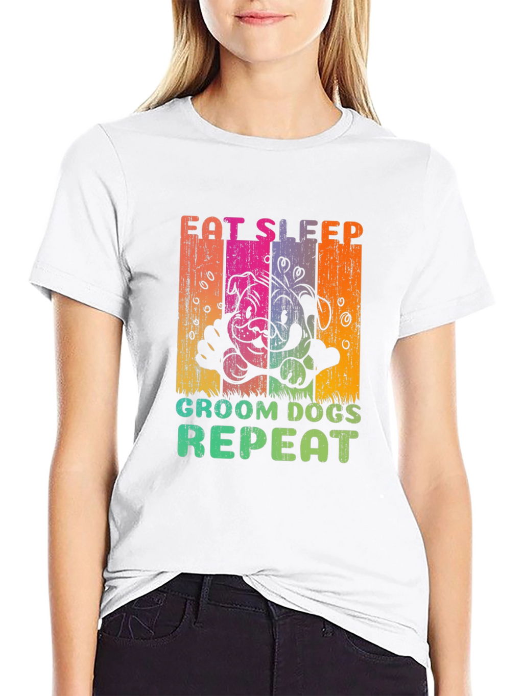 Eat Sleep Groom Dogs Repeat Graphic Tee