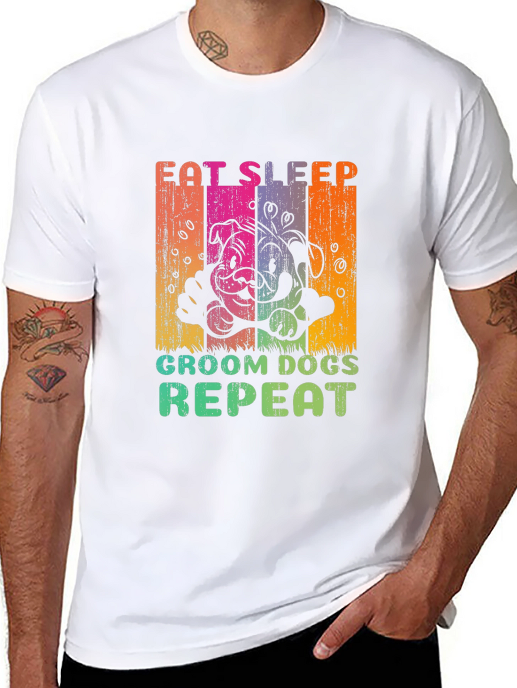 Eat Sleep Groom Dogs Repeat Graphic Tee
