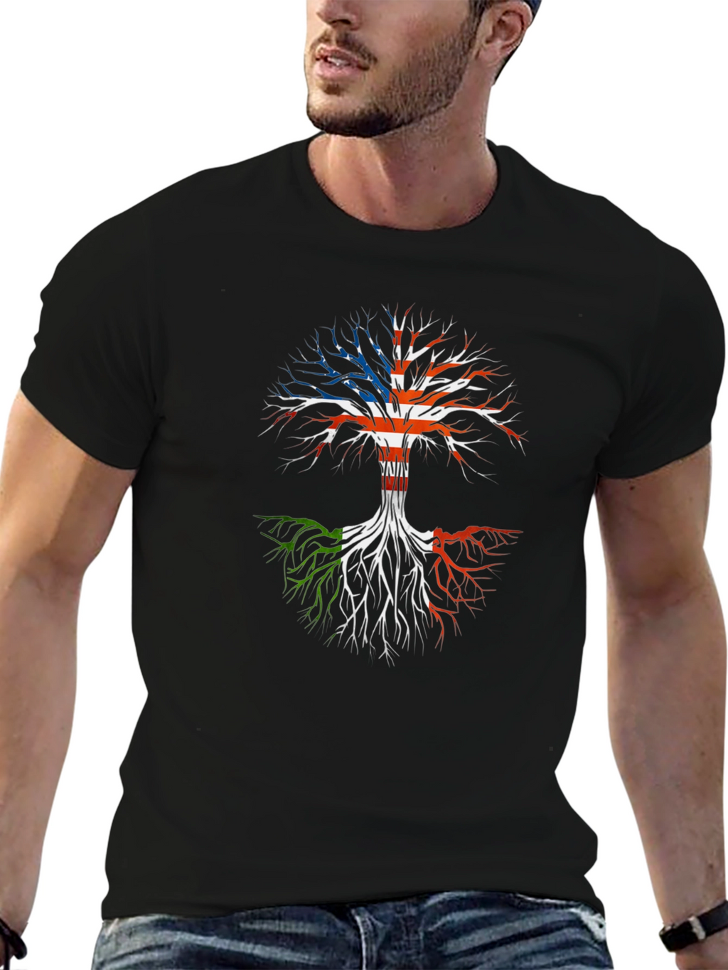 USA Italian Roots T-Shirt - Black