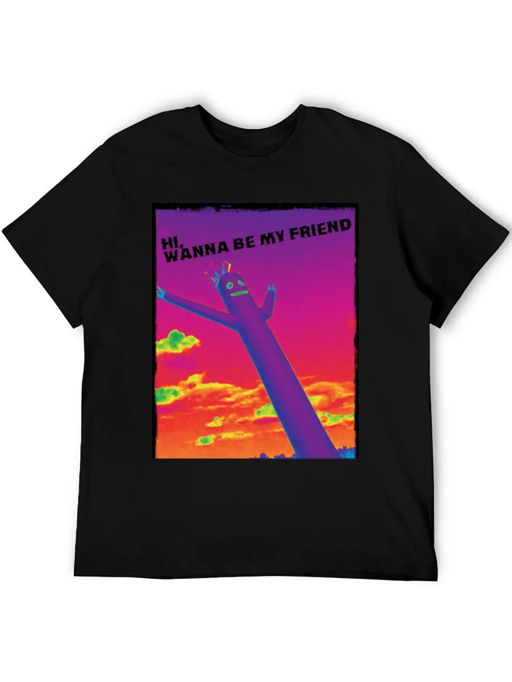 Hi, Wanna Be My Friend(sunrise) Breathable Graphic T-Shirt – Perfect For Casual Days