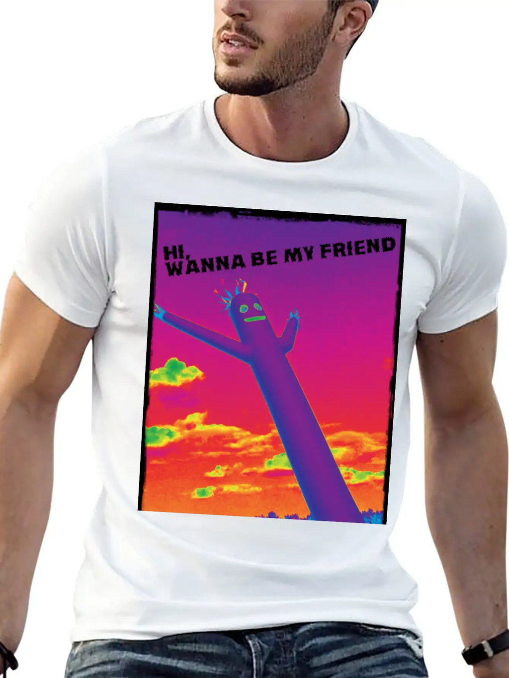 Hi, Wanna Be My Friend(sunrise) Breathable Graphic T-Shirt – Perfect For Casual Days
