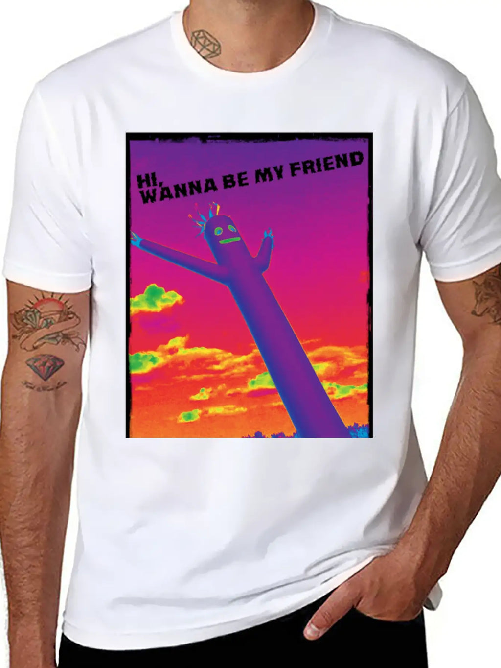 Hi, Wanna Be My Friend(sunrise) Breathable Graphic T-Shirt – Perfect For Casual Days