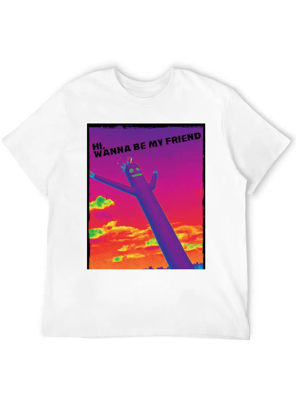 Hi, Wanna Be My Friend(sunrise) Breathable Graphic T-Shirt – Perfect For Casual Days