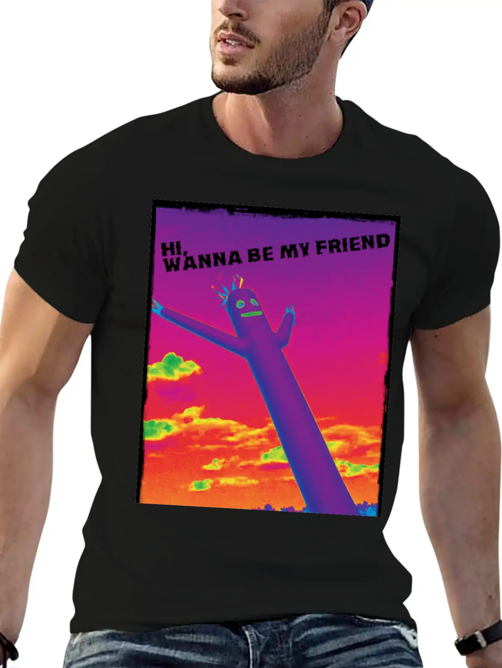 Hi, Wanna Be My Friend(sunrise) Breathable Graphic T-Shirt – Perfect For Casual Days