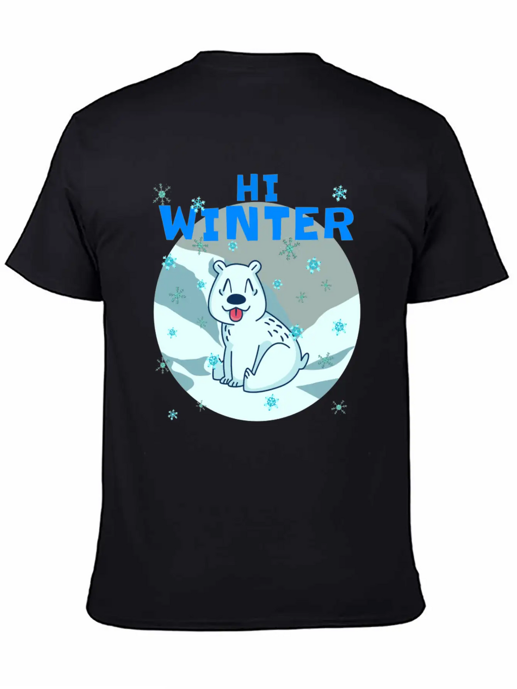 Hi Winter Little Cute Bear Polar Snowflake Hill Basic Graphic T-Shirt – Daily Comfort In Soft Cotton