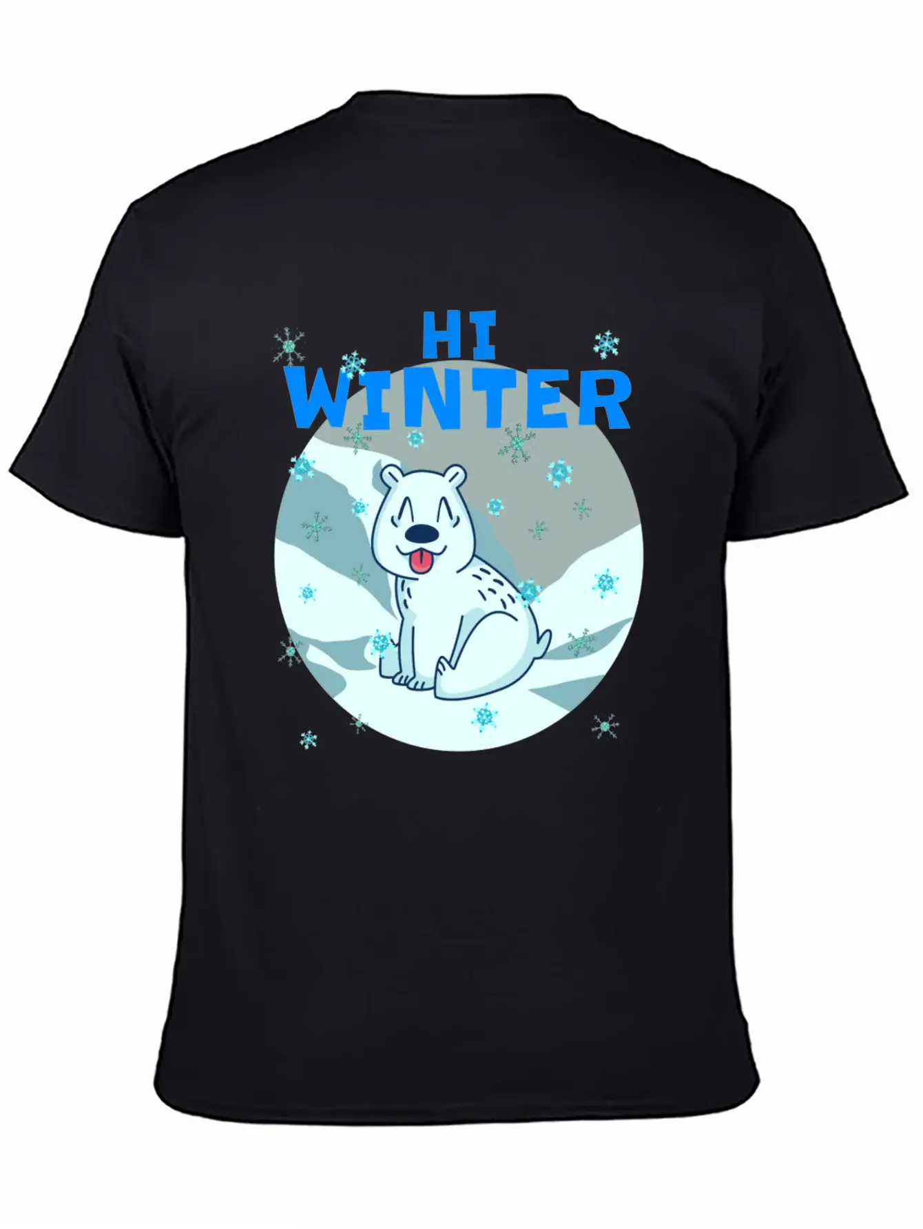 Hi Winter Little Cute Bear Polar Snowflake Hill Basic Graphic T-Shirt – Daily Comfort In Soft Cotton