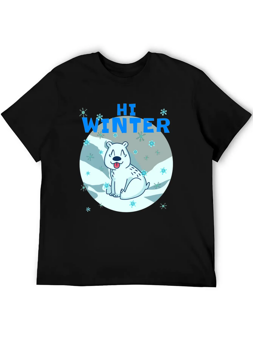 Hi Winter Little Cute Bear Polar Snowflake Hill Basic Graphic T-Shirt – Daily Comfort In Soft Cotton