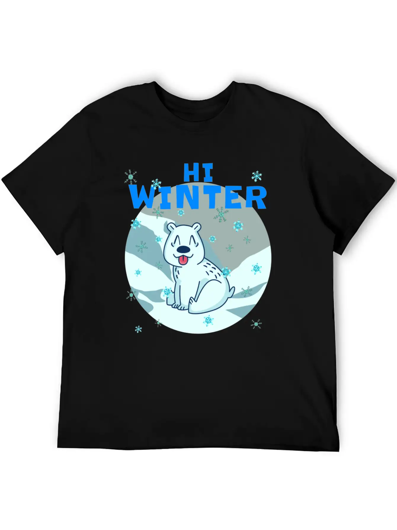 Hi Winter Little Cute Bear Polar Snowflake Hill Basic Graphic T-Shirt – Daily Comfort In Soft Cotton