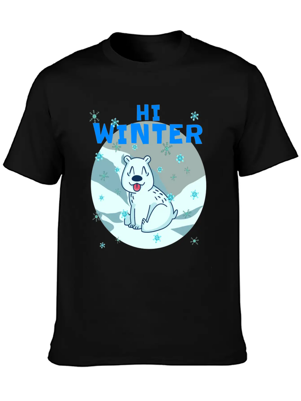 Hi Winter Little Cute Bear Polar Snowflake Hill Basic Graphic T-Shirt – Daily Comfort In Soft Cotton