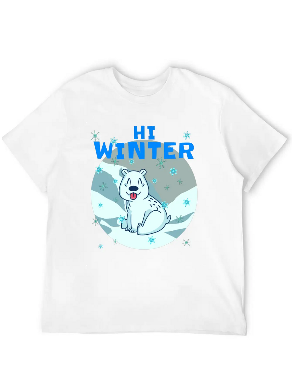 Hi Winter Little Cute Bear Polar Snowflake Hill Basic Graphic T-Shirt – Daily Comfort In Soft Cotton