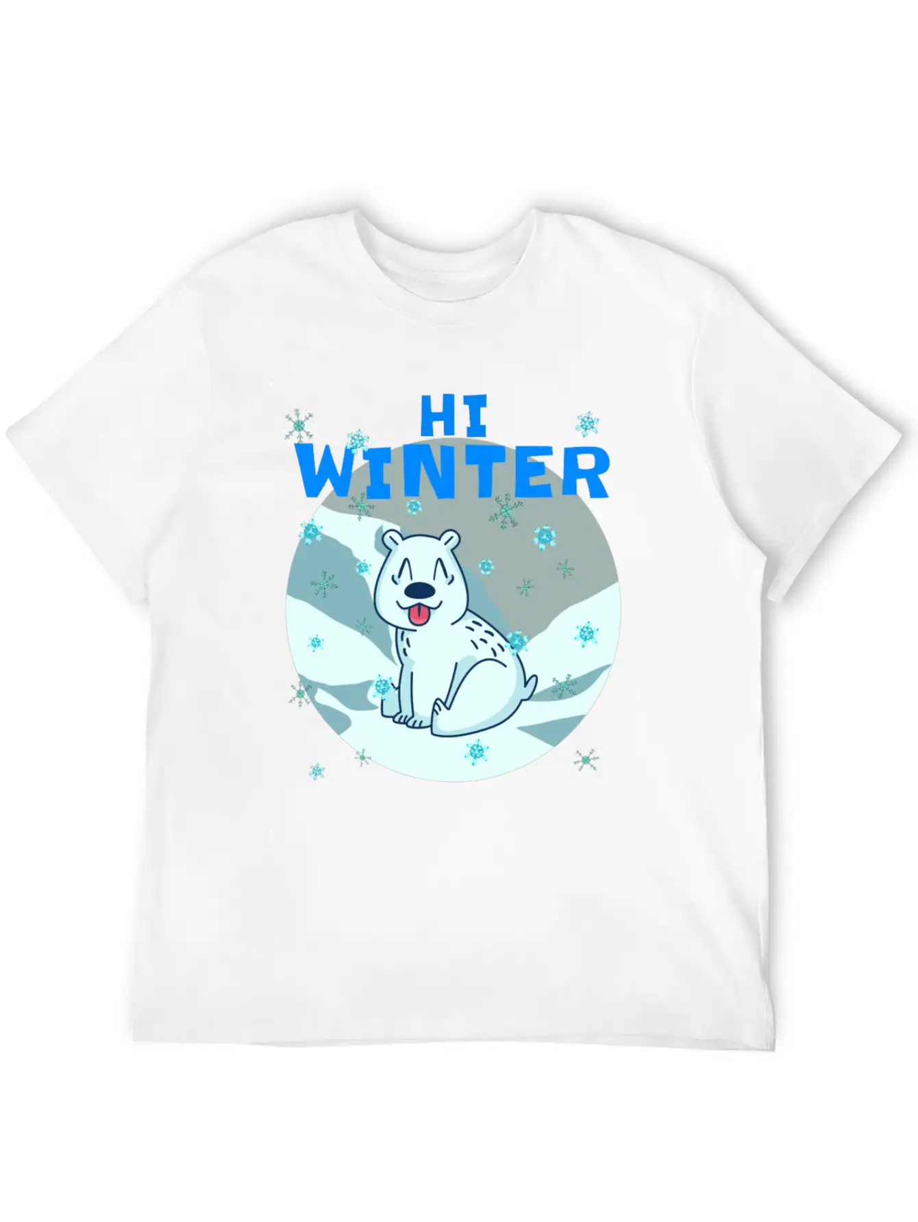 Hi Winter Little Cute Bear Polar Snowflake Hill Basic Graphic T-Shirt – Daily Comfort In Soft Cotton