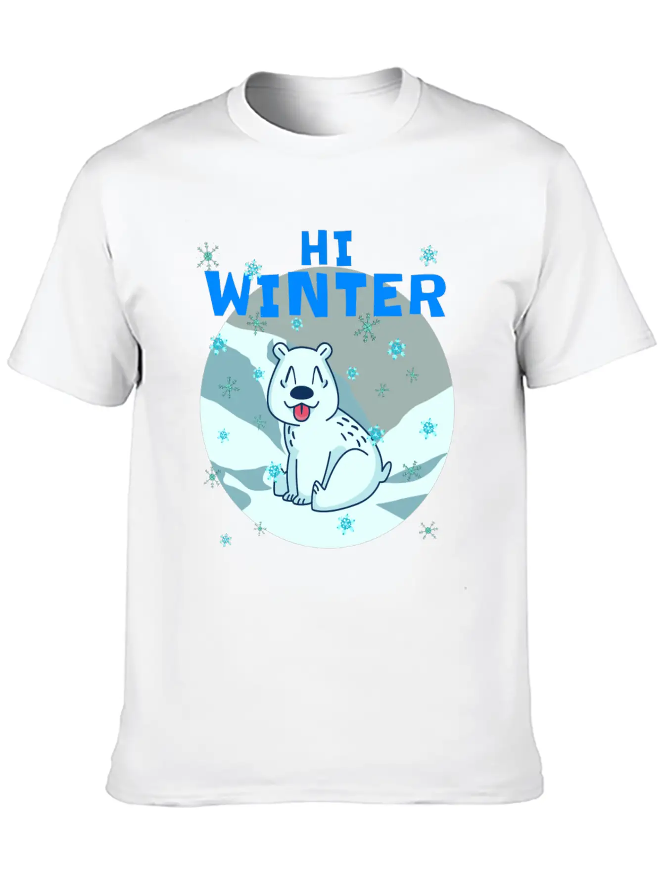 Hi Winter Little Cute Bear Polar Snowflake Hill Basic Graphic T-Shirt – Daily Comfort In Soft Cotton