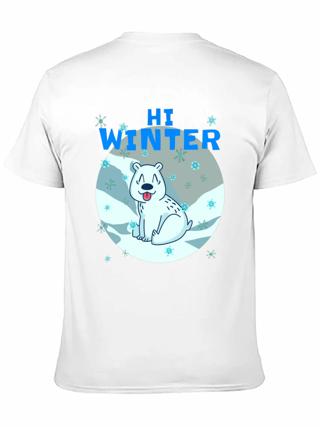 Hi Winter Little Cute Bear Polar Snowflake Hill Basic Graphic T-Shirt – Daily Comfort In Soft Cotton