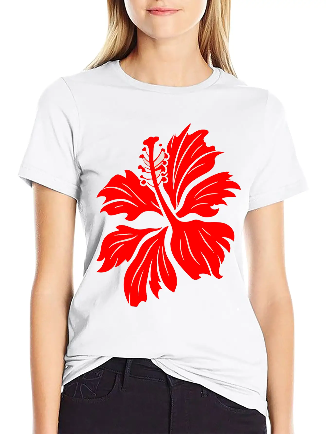 Hibiscus Flower Vector Two Colors Breathable Soft Cotton T-Shirt – Timeless Casual Look