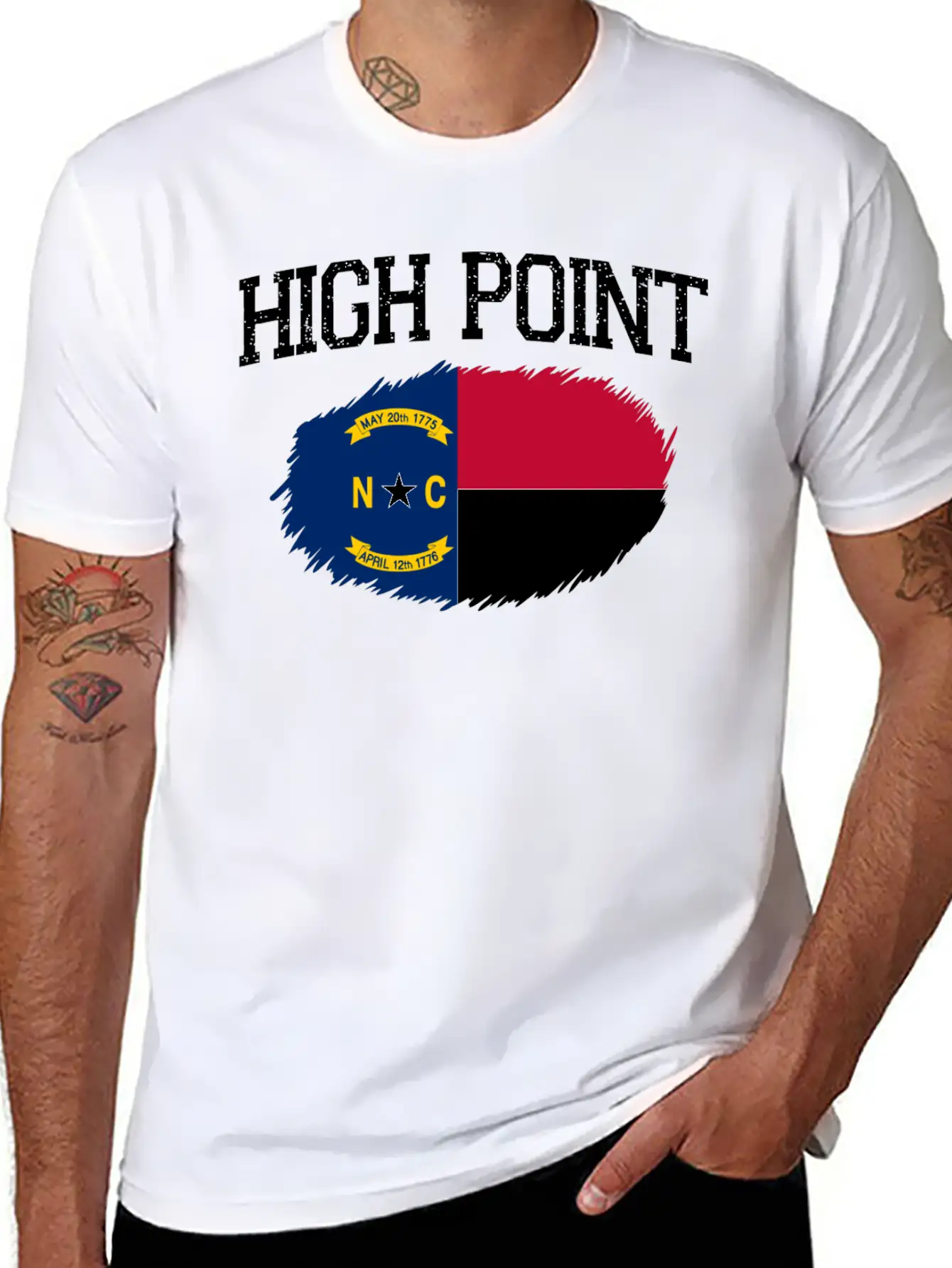 High Point Nc North Carolina Flag Vintage Sports M Essential Cotton Tee For Daily Outfits – Unisex Style