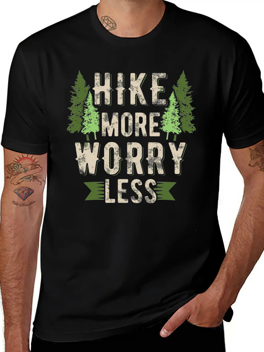 Hike More Worry Less Hiking Breathable Soft Cotton T-Shirt – Timeless Casual Look