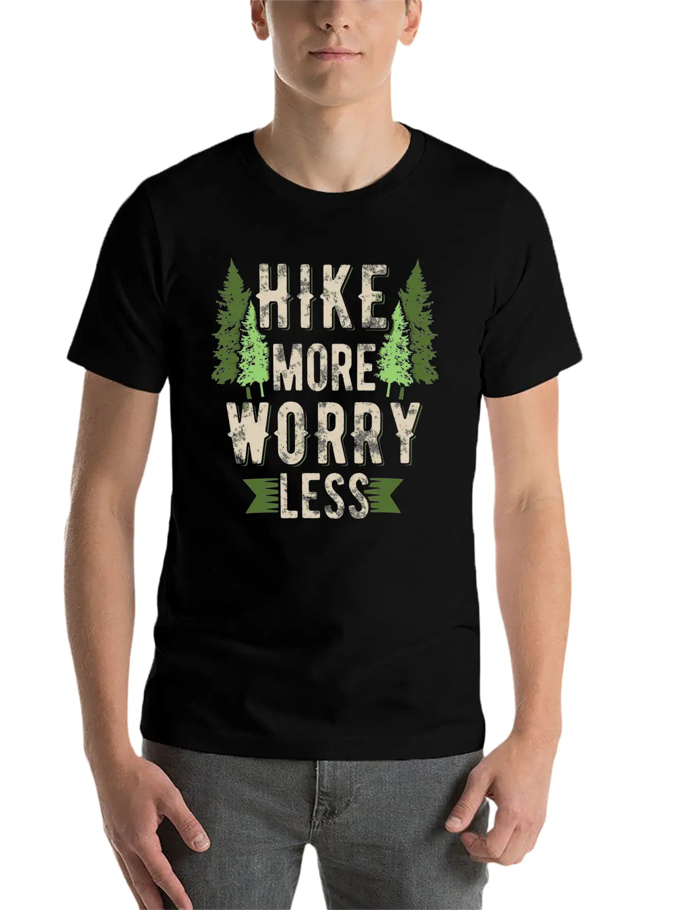 Hike More Worry Less Hiking Breathable Soft Cotton T-Shirt – Timeless Casual Look