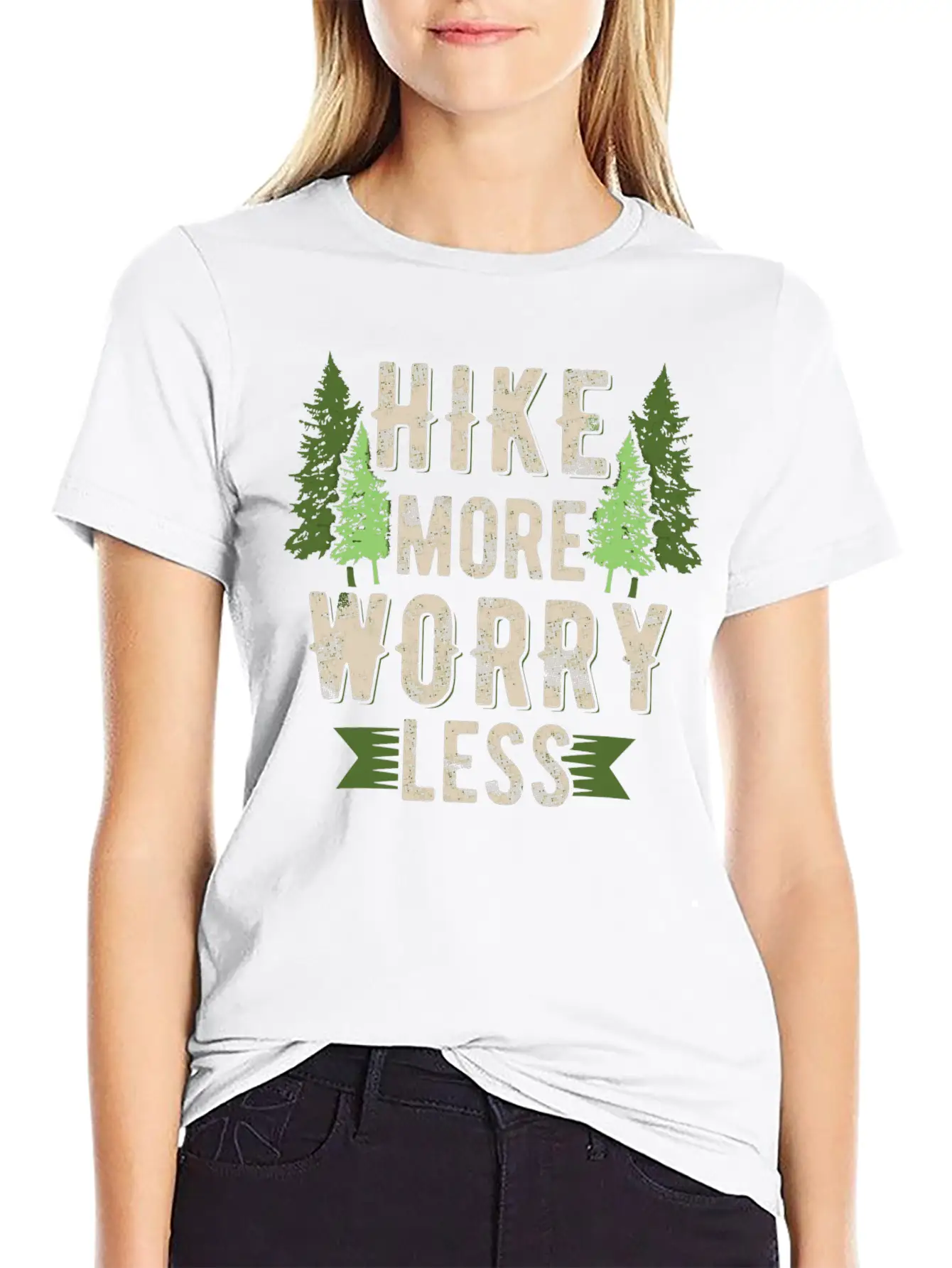Hike More Worry Less Hiking Breathable Soft Cotton T-Shirt – Timeless Casual Look