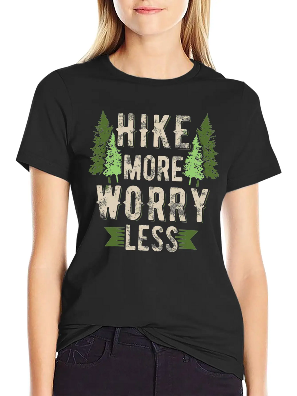 Hike More Worry Less Hiking Breathable Soft Cotton T-Shirt – Timeless Casual Look