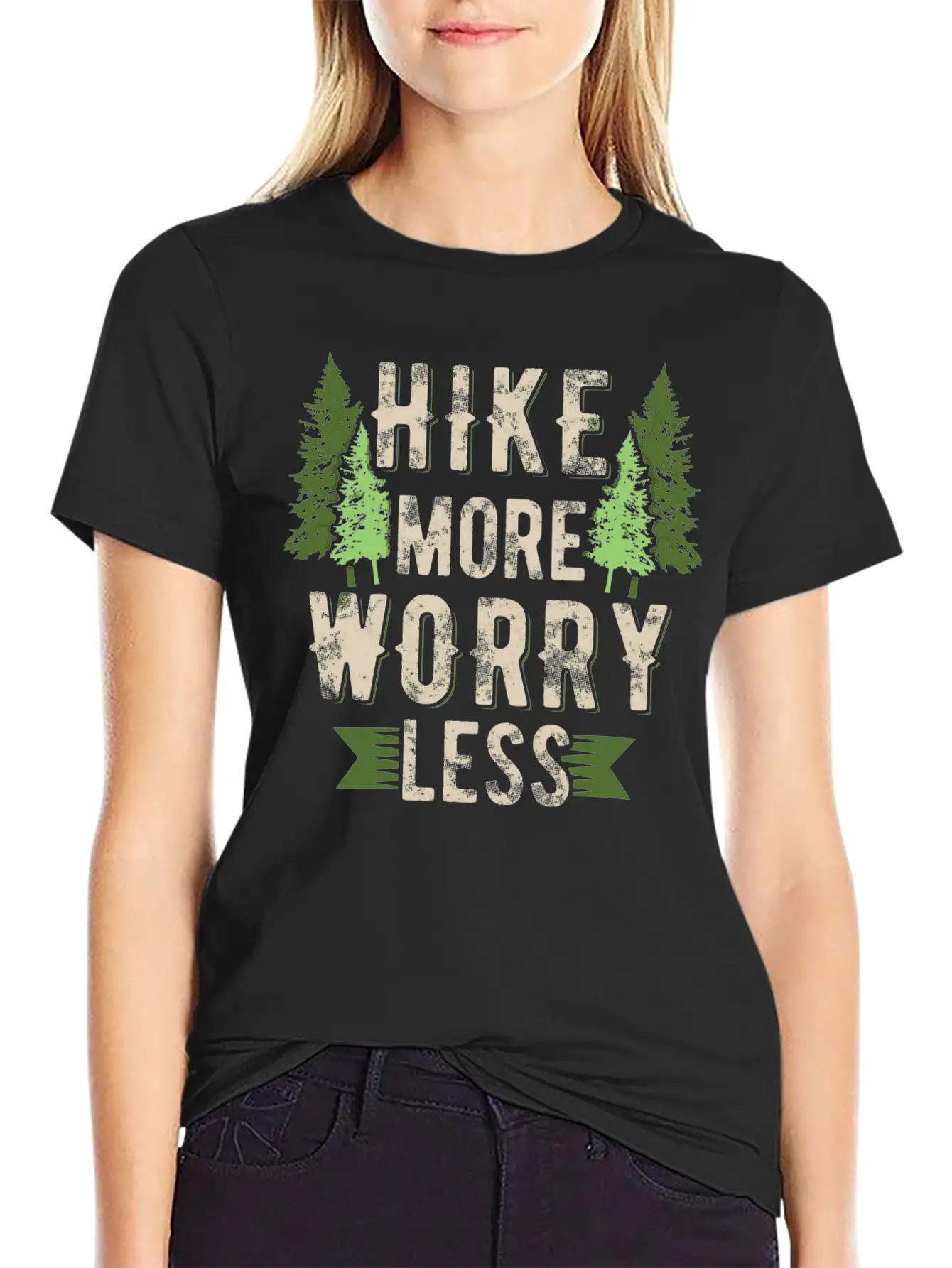 Hike More Worry Less Hiking Breathable Soft Cotton T-Shirt – Timeless Casual Look