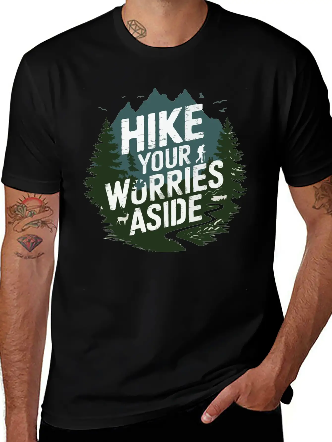 Hike Your Worries Aside - Hiking Mental Health Classic Cotton Tee – Unisex Comfort For Any Season