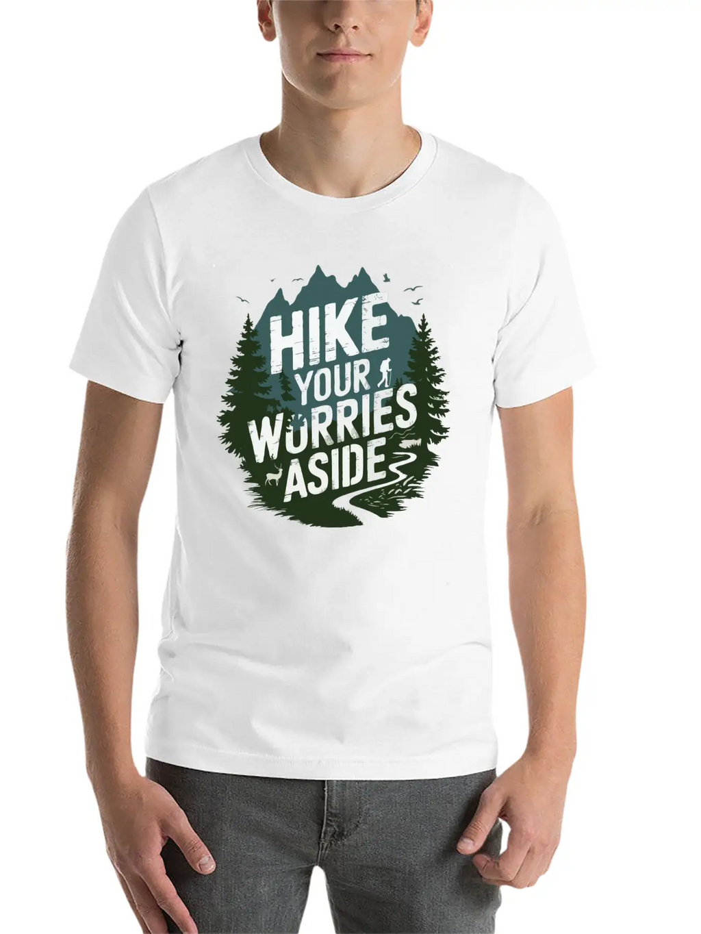 Hike Your Worries Aside - Hiking Mental Health Classic Cotton Tee – Unisex Comfort For Any Season