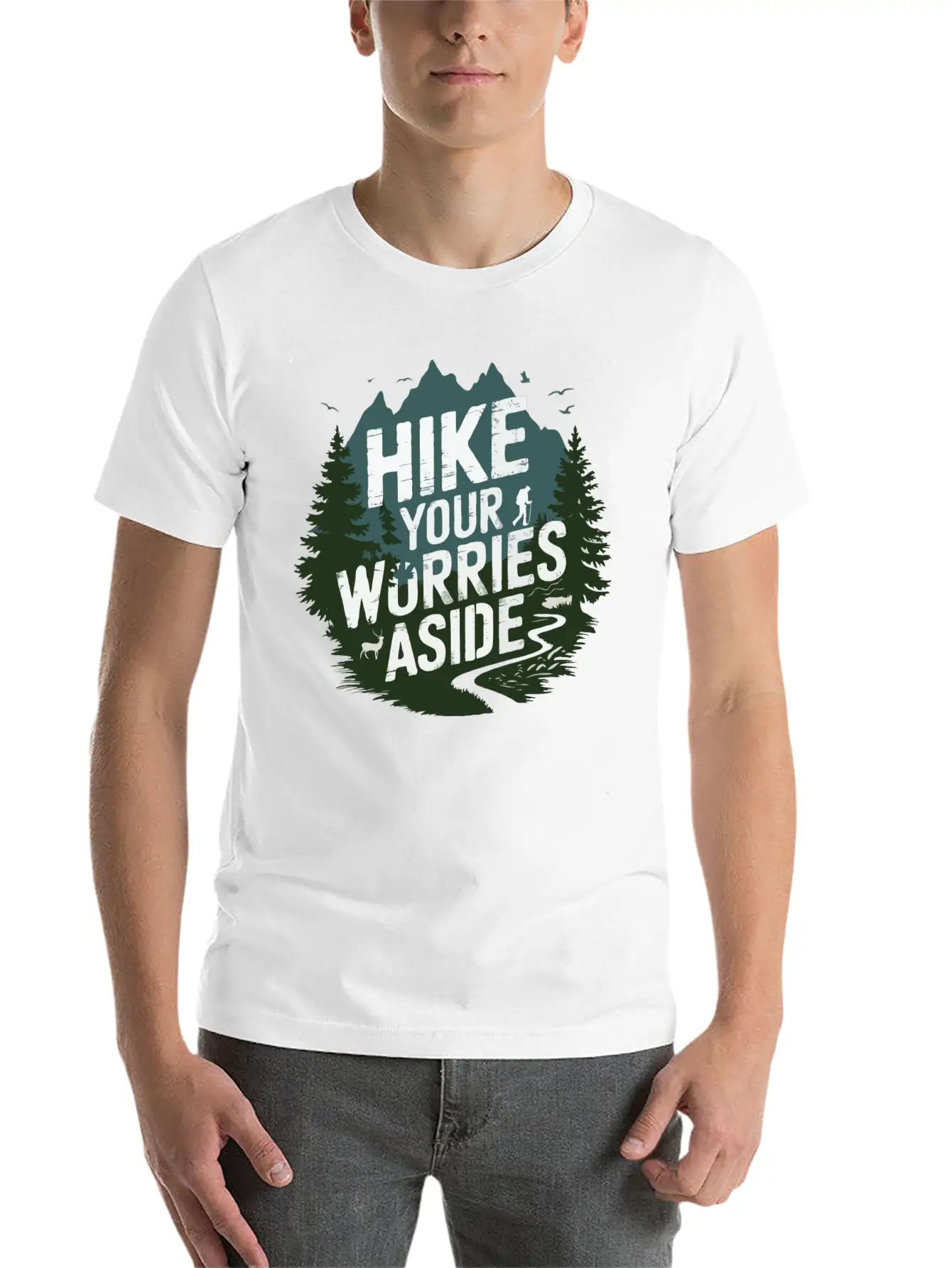 Hike Your Worries Aside - Hiking Mental Health Classic Cotton Tee – Unisex Comfort For Any Season