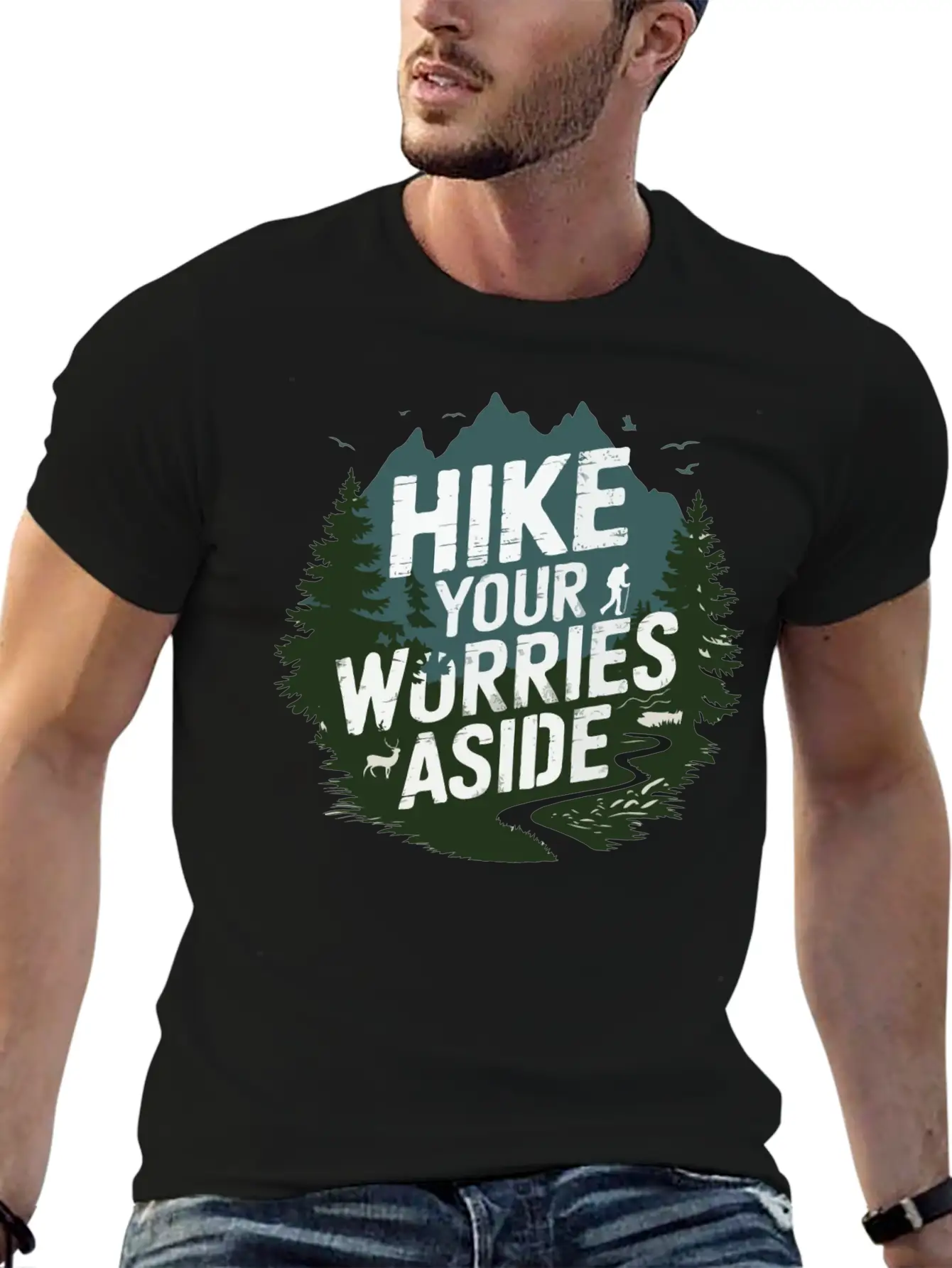 Hike Your Worries Aside - Hiking Mental Health Classic Cotton Tee – Unisex Comfort For Any Season