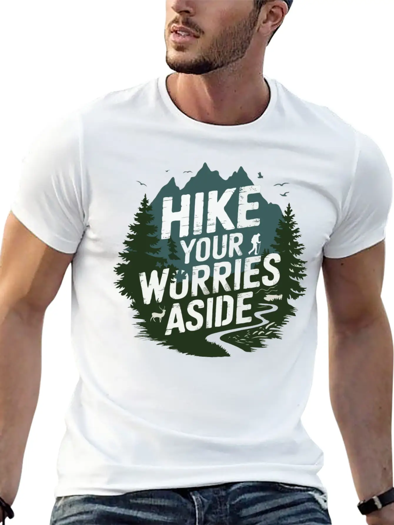 Hike Your Worries Aside - Hiking Mental Health Classic Cotton Tee – Unisex Comfort For Any Season