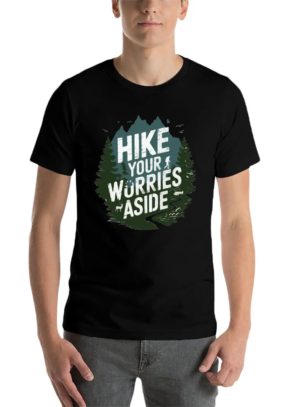 Hike Your Worries Aside - Hiking Mental Health Classic Cotton Tee – Unisex Comfort For Any Season