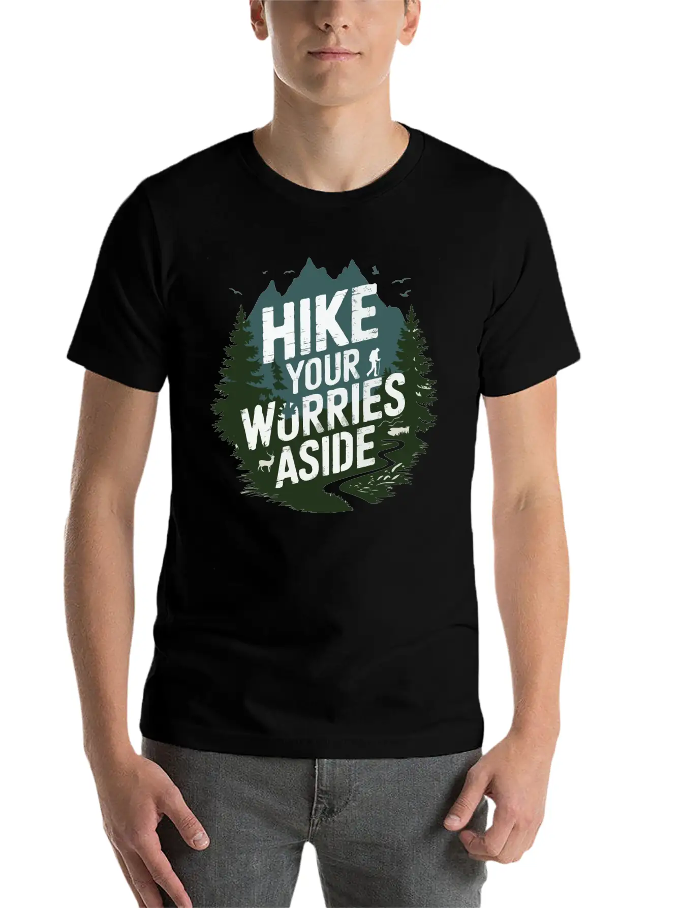 Hike Your Worries Aside - Hiking Mental Health Classic Cotton Tee – Unisex Comfort For Any Season