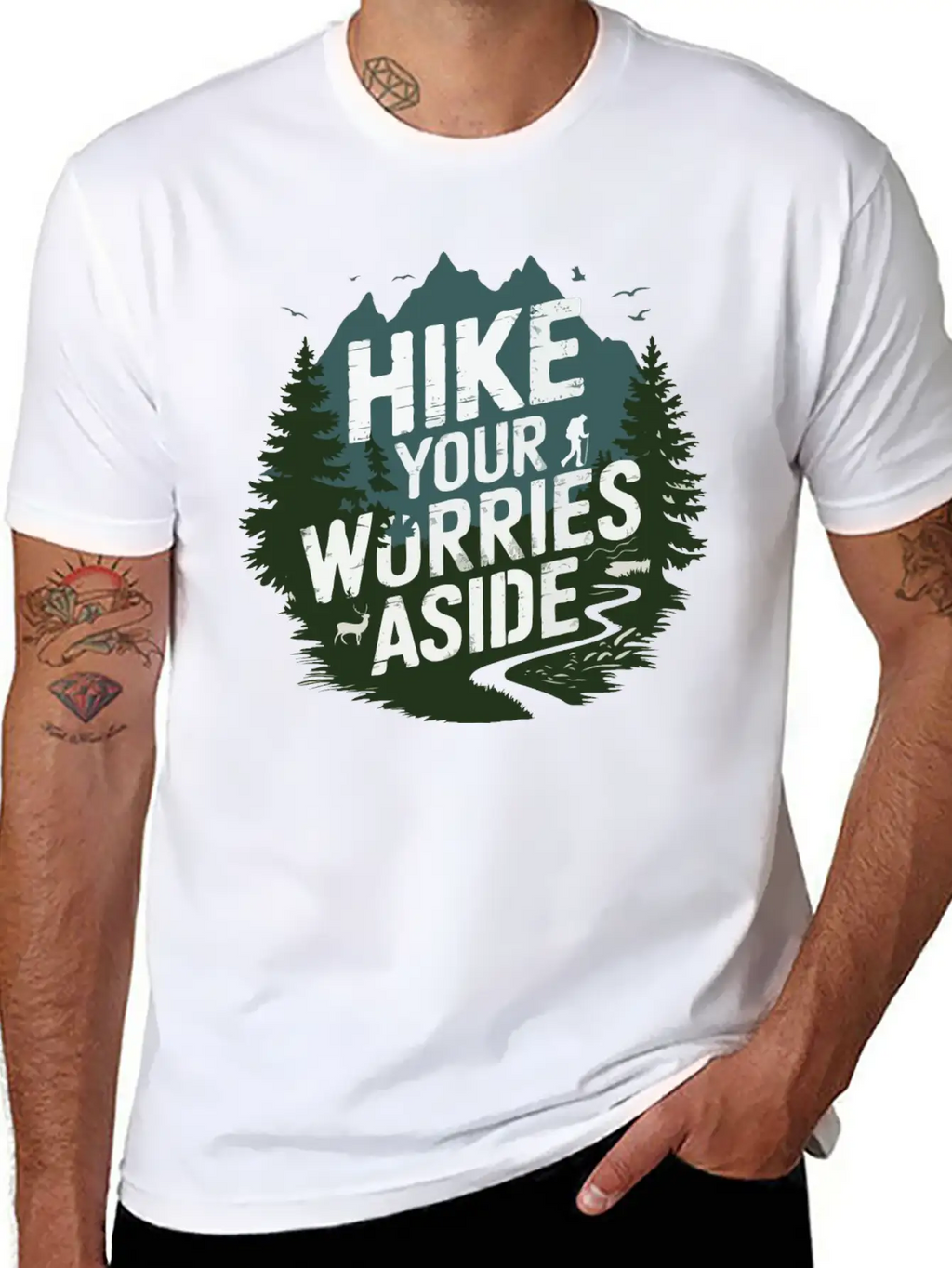 Hike Your Worries Aside - Hiking Mental Health Classic Cotton Tee – Unisex Comfort For Any Season