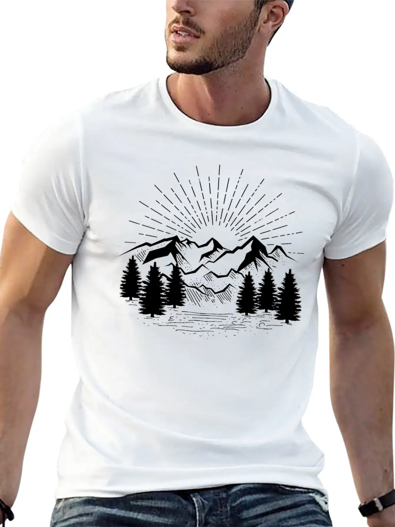 Hiking Hiking Mountain Trail Mountains Peaks Stylish Everyday T-Shirt – Unisex Basic Cotton Tee